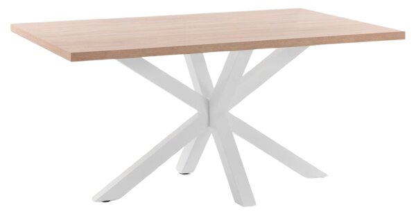 Dubový jídelní stůl Kave Home Argo 160 x 100 cm s bílou kovovou podnoží