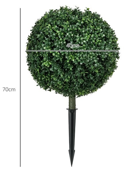 HOMCOM 2-dílná Velká Umělá Buxusová Rostlina 70 cm s UV Ochrannou, Realistické Umělé Rostliny s Podpěrami do Země pro Moderní Dekoraci Obývacího Pokoj