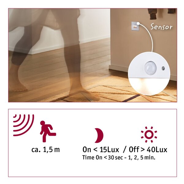 Paulmann 93133 Edge Quadro, svítidlo do stěny se senzorem, 1x1,2W LED 2700K, matná bílá, 8x8cm