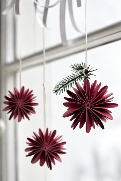 Noordliving Papírová ozdoba Simple Snowflake - Wine Red NL139