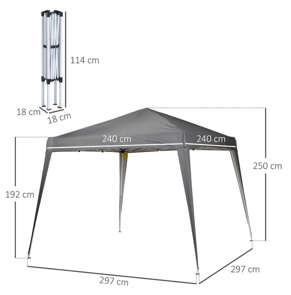 Outsunny Skládací Pavilon 2,4x2,4m s Ochranným UV Filtr, Party Stan včetně Tašky pro Zahradu a Balkon - Šedý | Aosom