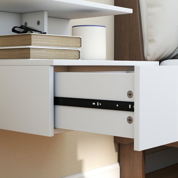 HOMCOM Floating Noční Stolek s Úložným Prostorem a Zásuvkou, Bílý, 39.8 x 35 x 31.6 cm | Aosom