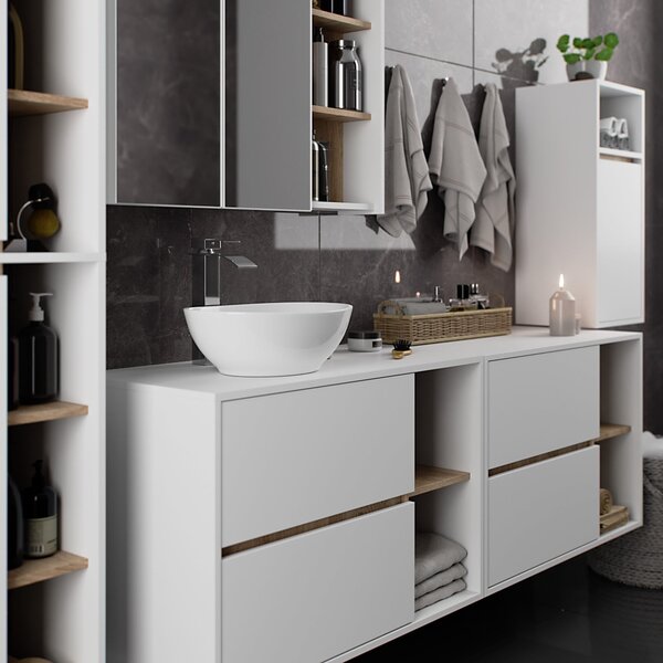 Ak furniture Závěsná koupelnová skříňka VAMI 35 cm bílá/dub sonoma