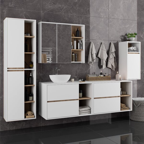 Ak furniture Závěsná koupelnová skříňka VAMI 35 cm bílá/dub sonoma