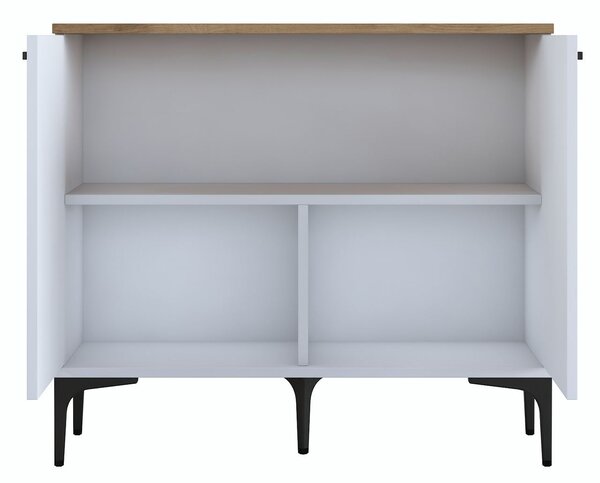 Komoda Jette 90 (ořech + bílá). Akce -26%