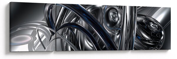 Obraz šedé abstrakce s modrou (170x50 cm)