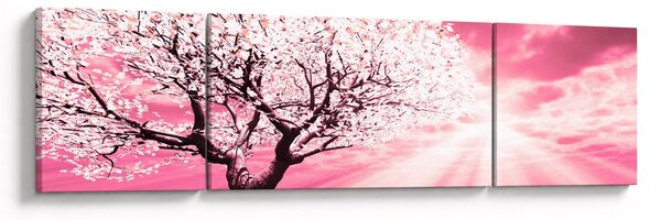 Růžový obraz stromu (170x50 cm)