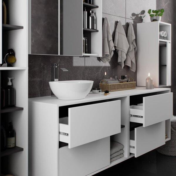 Ak furniture Závěsná koupelnová skříňka VAMI 35 cm bílá/šedý grafit