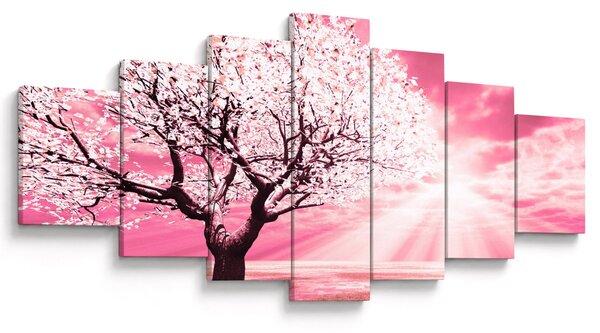 Růžový obraz stromu (210x100 cm)