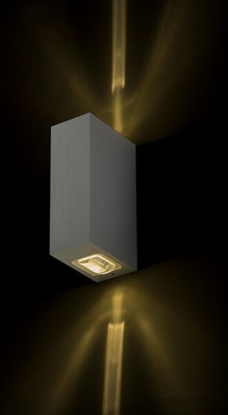RED - DESIGN RENDL RENDL NICK II nástěnná česaný hliník 230V LED 2x3W IP54 3000K R12827