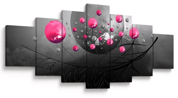 Obraz růžových abstraktních koulí (210x100 cm)