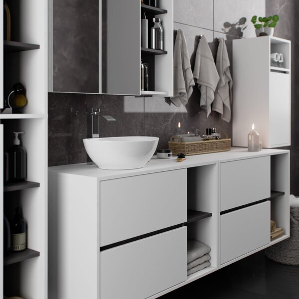Ak furniture Závěsná koupelnová skříňka VAMI 35 cm bílá/šedý grafit