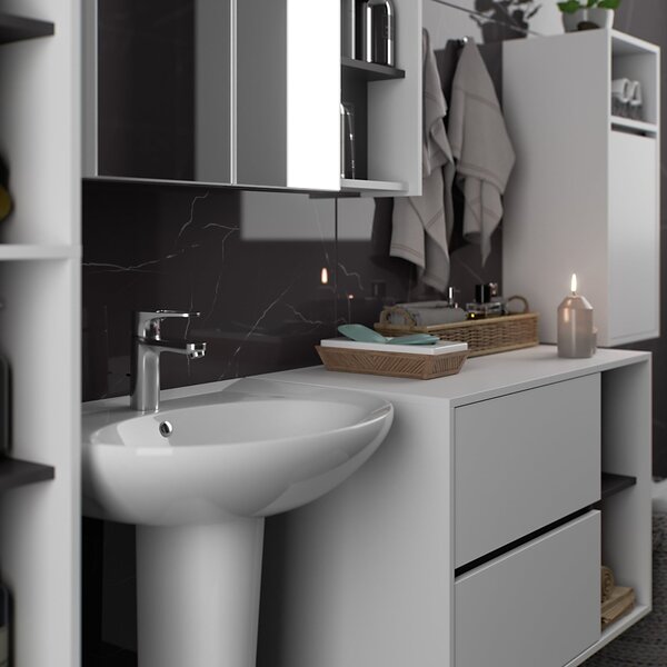 Ak furniture Závěsná koupelnová skříňka VAMI 35 cm bílá/šedý grafit