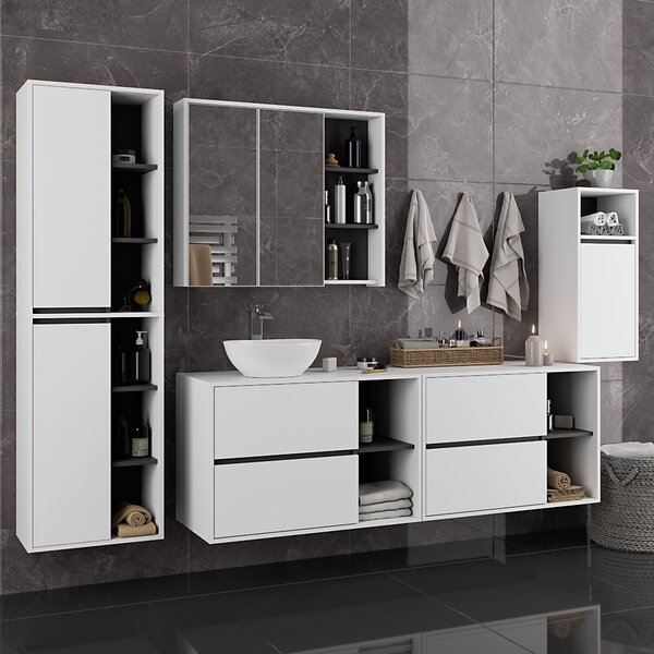 Ak furniture Závěsná koupelnová skříňka VAMI 35 cm bílá/šedý grafit