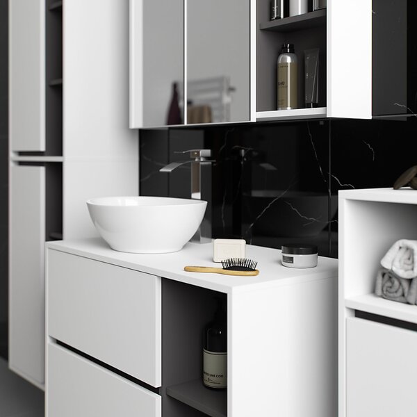 Ak furniture Závěsná koupelnová skříňka VAMI 35 cm bílá/šedý grafit