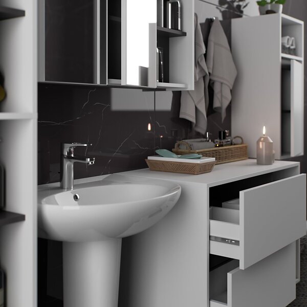 Ak furniture Závěsná koupelnová skříňka VAMI 35 cm bílá/šedý grafit