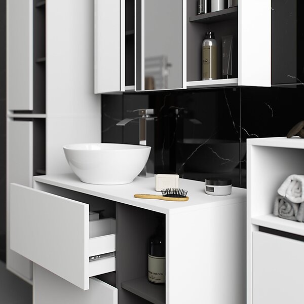 Ak furniture Závěsná koupelnová skříňka VAMI 35 cm bílá/šedý grafit