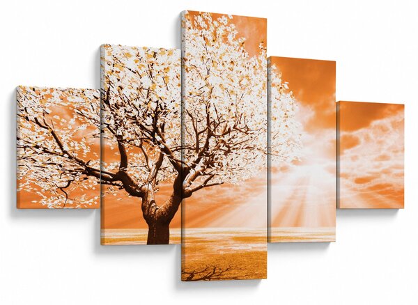 Oranžový obraz stromu (125x70 cm)