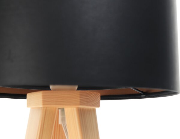 BPS koncept Stolní lampa GALAXY černá-měděná, 1xE27, v. 45 cm Barva základny: Naturální dřevo