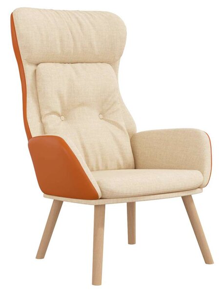 Relaxační křeslo krémové textil a PVC 341303