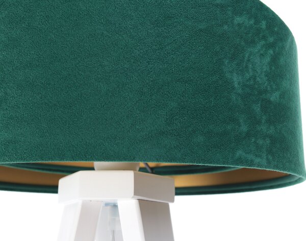 BPS koncept Stolní lampa GALAXY zelená, 1xE27, v. 45 cm Barva základny: Bílé dřevo