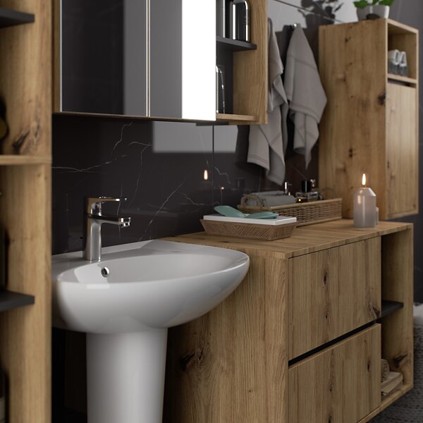 Ak furniture Závěsná koupelnová skříňka VAMI 35 cm dub artisan/šedý grafit