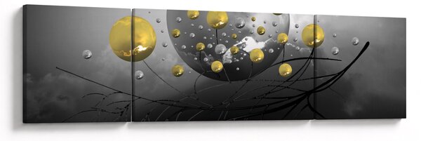 Obraz zlatých abstraktních koulí (170x50 cm)