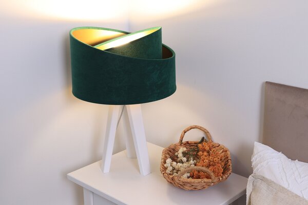 BPS koncept Stolní lampa GALAXY zelená, 1xE27, v. 45 cm Barva základny: Bílé dřevo