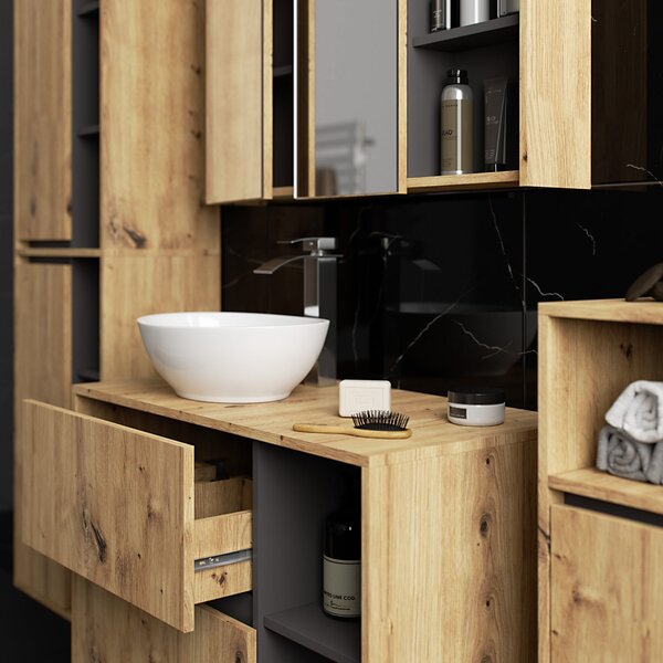 Ak furniture Koupelnová sestava VAMI II dub artisan/grafitově šedá