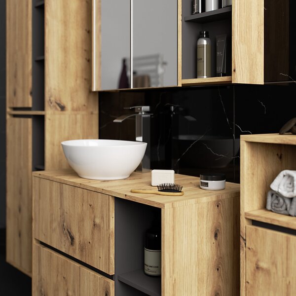 Ak furniture Koupelnová sestava VAMI II dub artisan/grafitově šedá