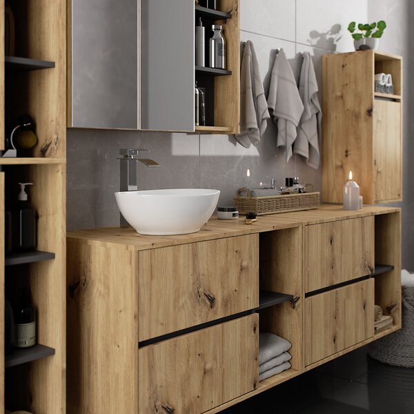 Ak furniture Závěsná koupelnová skříňka VAMI 35 cm dub artisan/šedý grafit