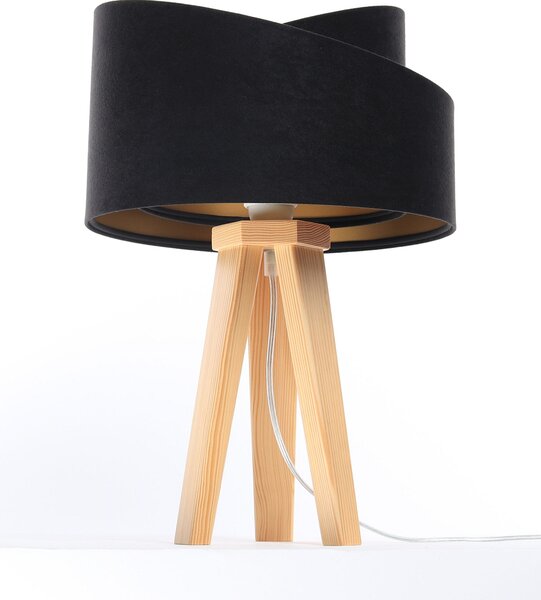 BPS koncept Stolní lampa GALAXY černá, 1xE27, v. 45 cm Barva: Stříbrná, Barva základny: Černé dřevo, Vnitřní barva: Černá
