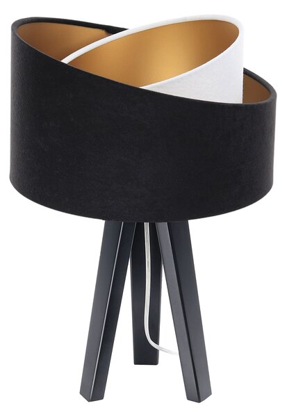 BPS koncept Stolní lampa GALAXY černá, 1xE27, v. 45 cm Barva: Stříbrná, Barva základny: Černé dřevo, Vnitřní barva: Černá