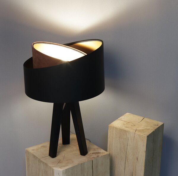 BPS koncept Stolní lampa GALAXY černý semiš, 1xE27, v. 45 cm Barva základny: Bílé dřevo