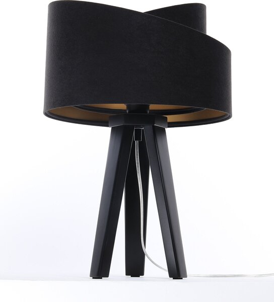 BPS koncept Stolní lampa GALAXY černá, 1xE27, v. 45 cm Barva: Stříbrná, Barva základny: Černé dřevo, Vnitřní barva: Černá