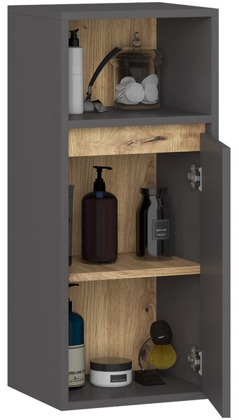 Ak furniture Závěsná koupelnová skříňka VAMI 35 cm šedý grafit/dub artisan