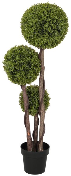 HOMCOM Umělý Buxus, 115 cm Rostlina do Domácnosti, Umělá Rostlina v Květináči, Dekorativní Rostlina, Dekorativní Rostliny pro Domov, Kancelář, Chodbu
