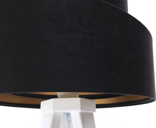 BPS koncept Stolní lampa GALAXY černá, 1xE27, v. 45 cm Barva: Stříbrná, Barva základny: Černé dřevo, Vnitřní barva: Černá