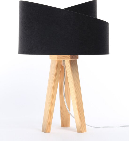 BPS koncept Stolní lampa GALAXY černá, 1xE27, v. 45 cm Barva: Stříbrná, Barva základny: Černé dřevo, Vnitřní barva: Černá