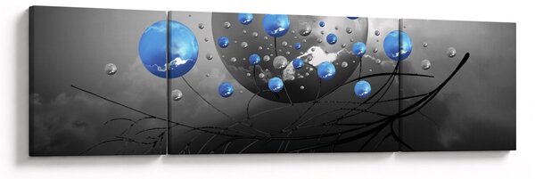 Obraz modrých abstraktních koulí (170x50 cm)