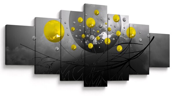 Obraz - žluté abstraktní koule (210x100 cm)