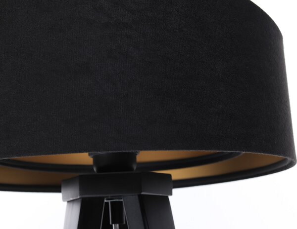 BPS koncept Stolní lampa GALAXY černá, 1xE27, v. 45 cm Barva: Stříbrná, Barva základny: Černé dřevo, Vnitřní barva: Černá