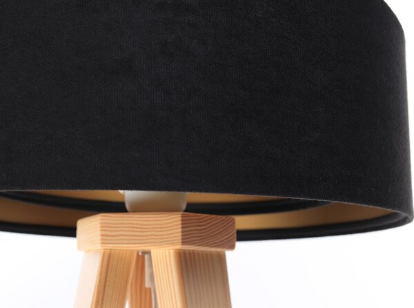 BPS koncept Stolní lampa GALAXY černá, 1xE27, v. 45 cm Barva: Stříbrná, Barva základny: Černé dřevo, Vnitřní barva: Černá