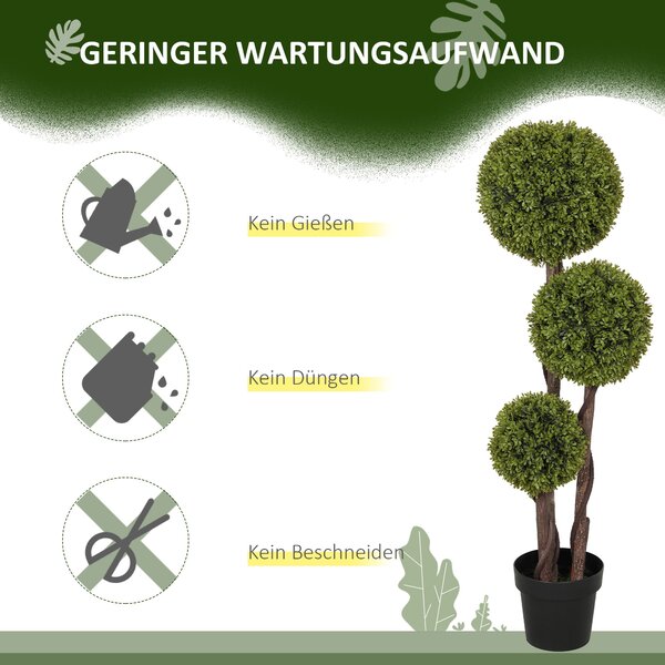 HOMCOM Umělý Buxus, 115 cm Rostlina do Domácnosti, Umělá Rostlina v Květináči, Dekorativní Rostlina, Dekorativní Rostliny pro Domov, Kancelář, Chodbu