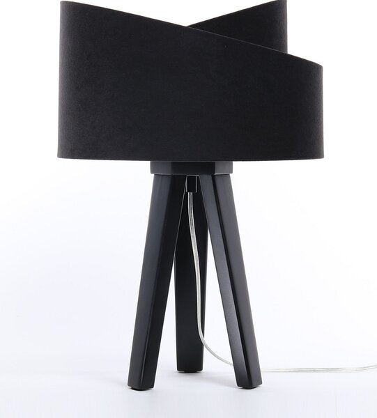 BPS koncept Stolní lampa GALAXY černá, 1xE27, v. 45 cm Barva: Stříbrná, Barva základny: Černé dřevo, Vnitřní barva: Černá