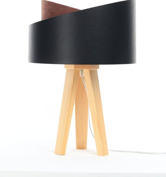 BPS koncept Stolní lampa GALAXY černý semiš, 1xE27, v. 45 cm Barva základny: Bílé dřevo