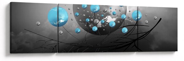 Obraz - světle modré abstraktní koule (170x50 cm)