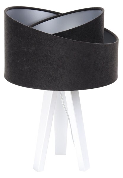 BPS koncept Stolní lampa GALAXY černá, 1xE27, v. 45 cm Barva: Stříbrná, Barva základny: Bílé dřevo, Vnitřní barva: Černá