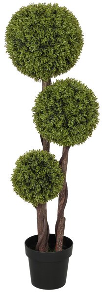 HOMCOM Umělý Buxus, 115 cm Rostlina do Domácnosti, Umělá Rostlina v Květináči, Dekorativní Rostlina, Dekorativní Rostliny pro Domov, Kancelář, Chodbu