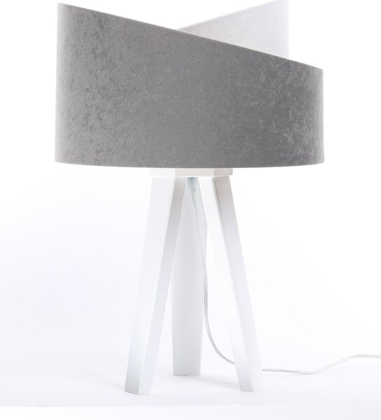 BPS koncept Stolní lampa GALAXY šedá, 1xE27, v. 45 cm Barva: Stříbrná, Barva základny: Naturální dřevo, Vnitřní barva: Šedá